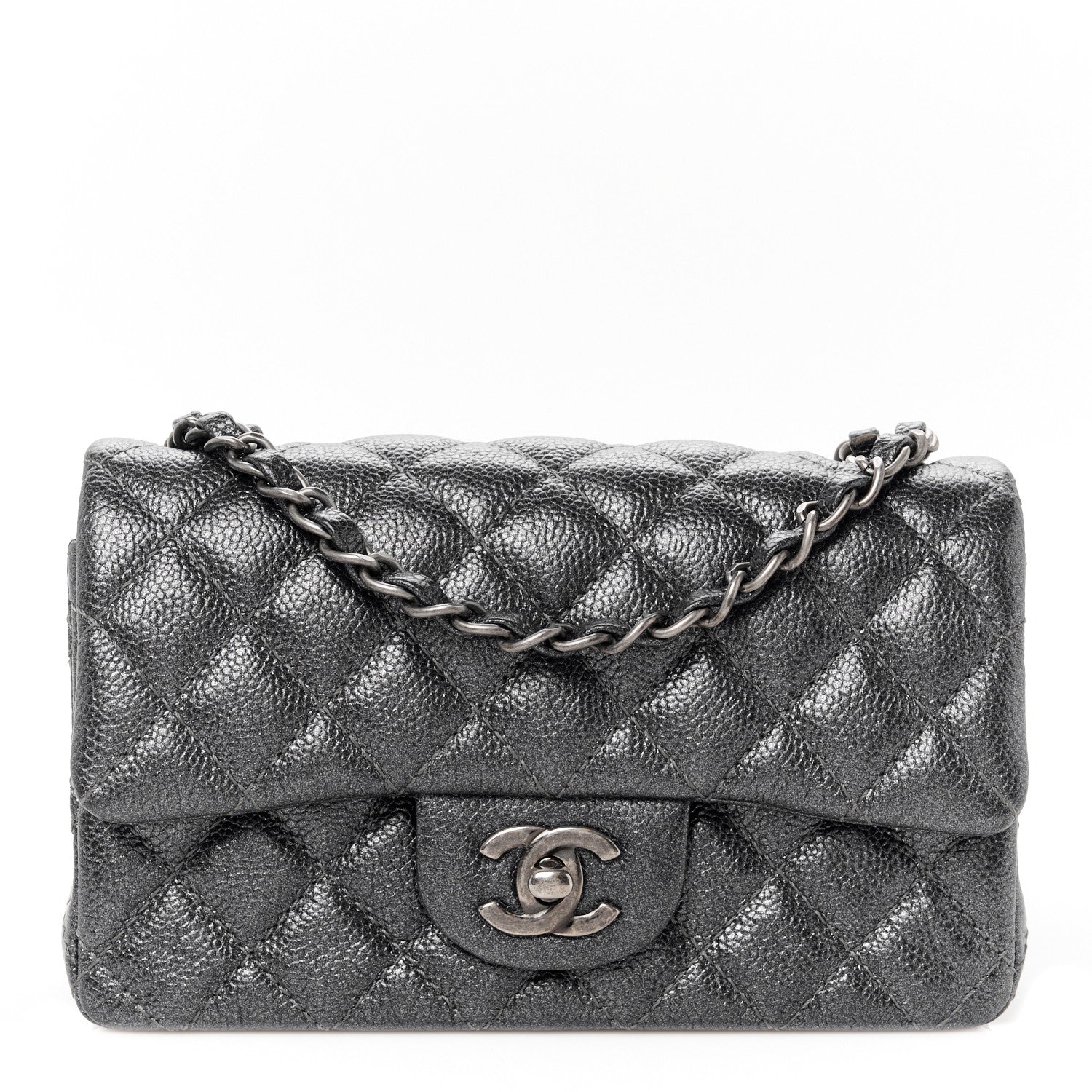 Chanel Pearly Caviar Quilted Mini Rectangular Flap Grey 1 of 11