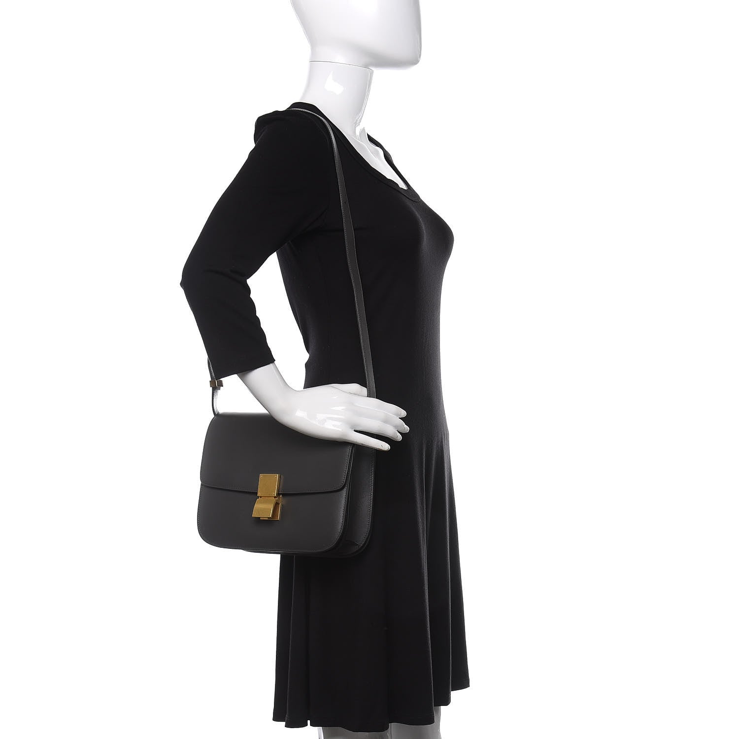 Celine Box Calfskin Medium Classic Box Flap Bag Anthracite 2 of 10