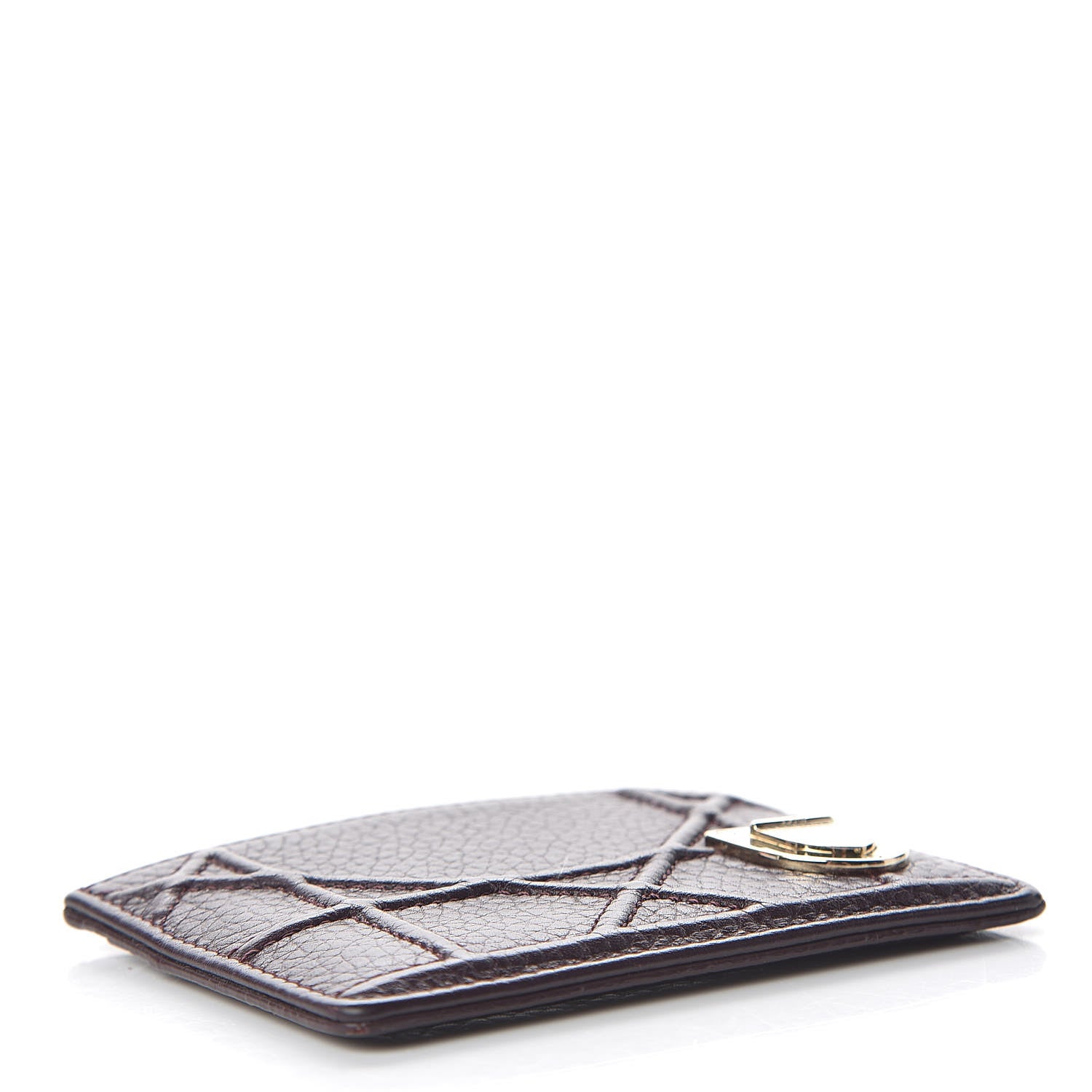 Christian Dior Grained Calfskin Cannage Diorama Card Holder Burgundy 4 of 8