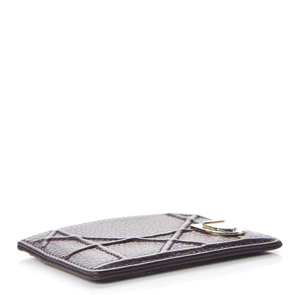 Christian Dior Grained Calfskin Cannage Diorama Card Holder Burgundy 4 of 8