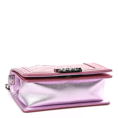 Chanel Metallic Patent Calfskin Quilted Small Boy Flap Pink 4 of 12