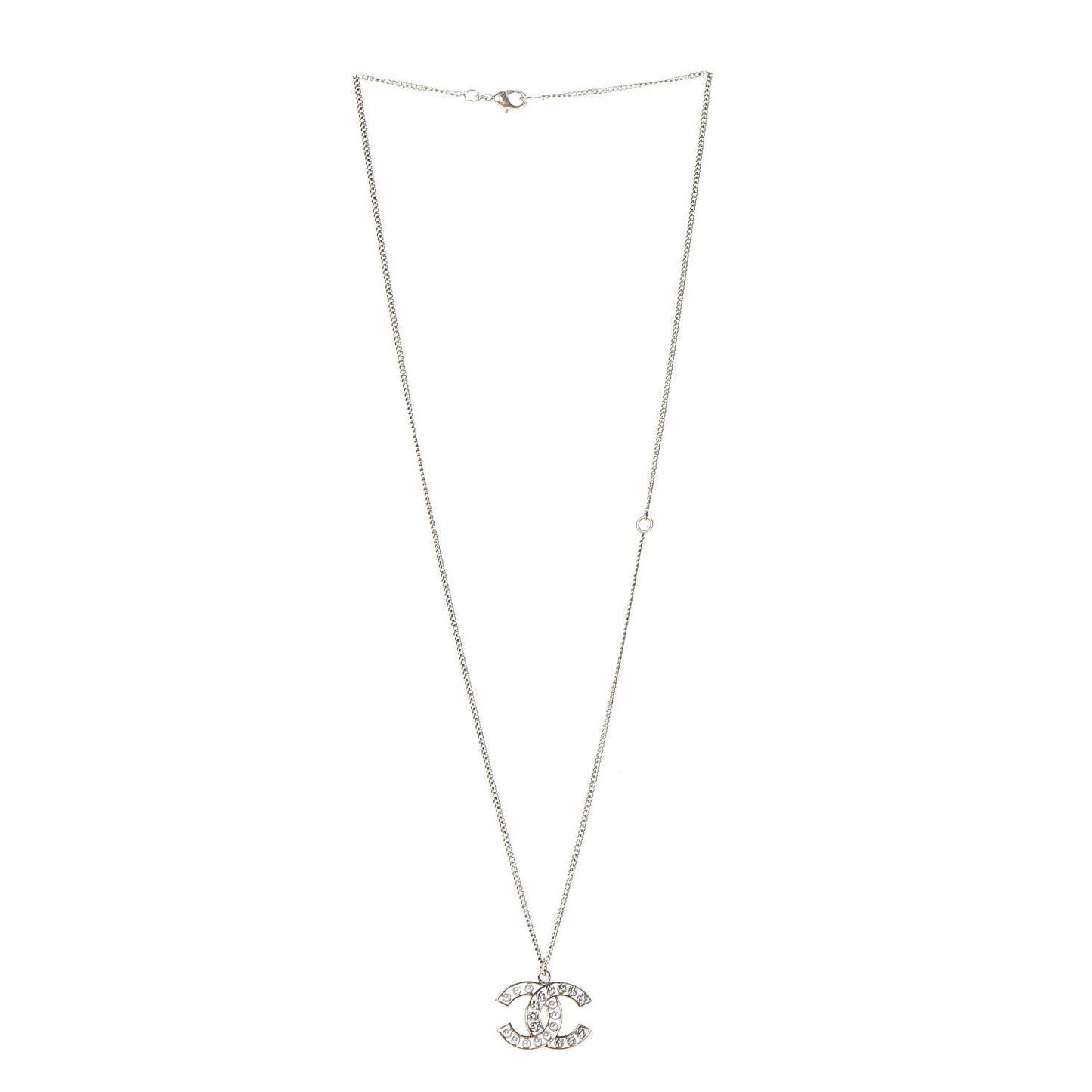 Crystal Pearl CC Pendant Necklace Gold