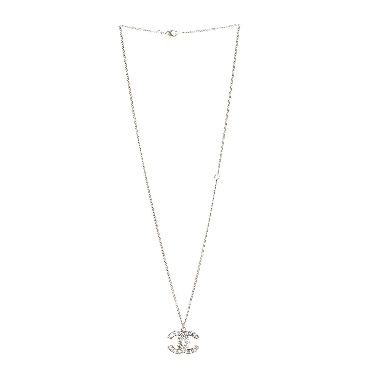 Chanel Crystal Pearl CC Pendant Necklace Gold 3 of 6