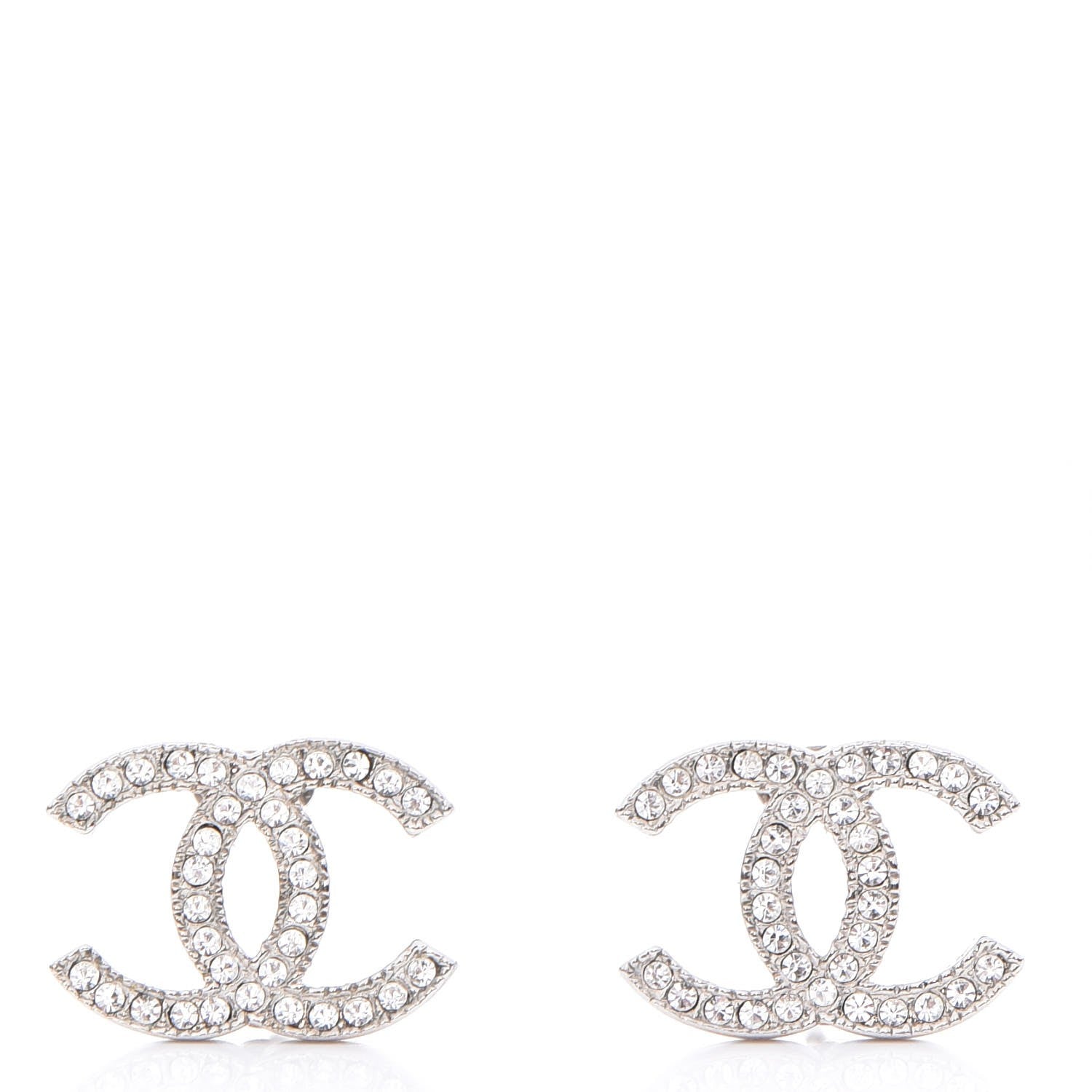 Chanel Crystal CC Earrings Silver 1 of 5