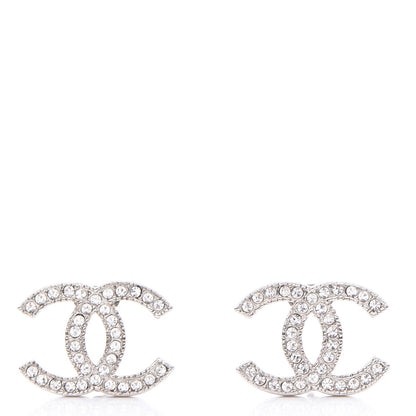Chanel Crystal CC Earrings Silver 1 of 5