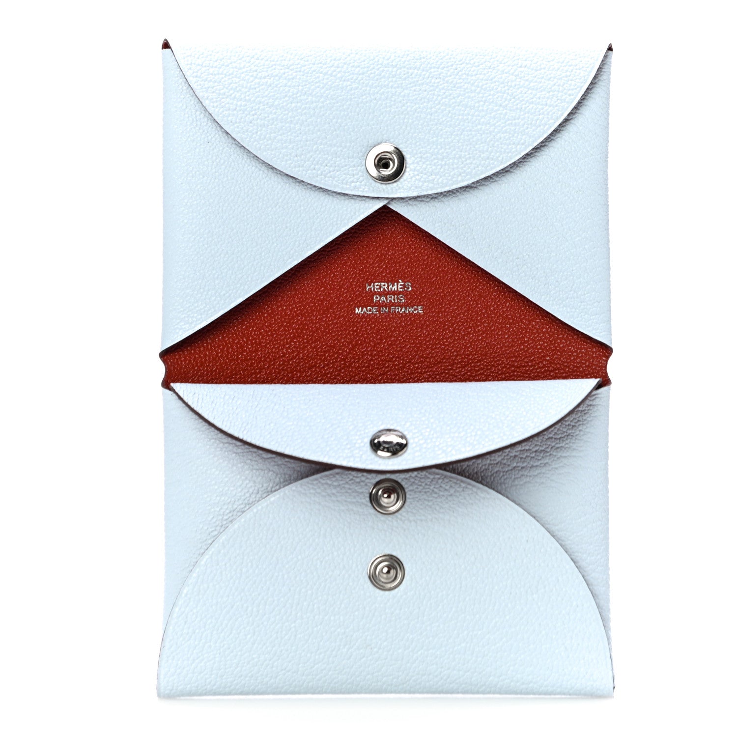 Hermes Chevre Mysore Verso Calvi Duo Card Case Bleu Brume Cuivre 5 of 9