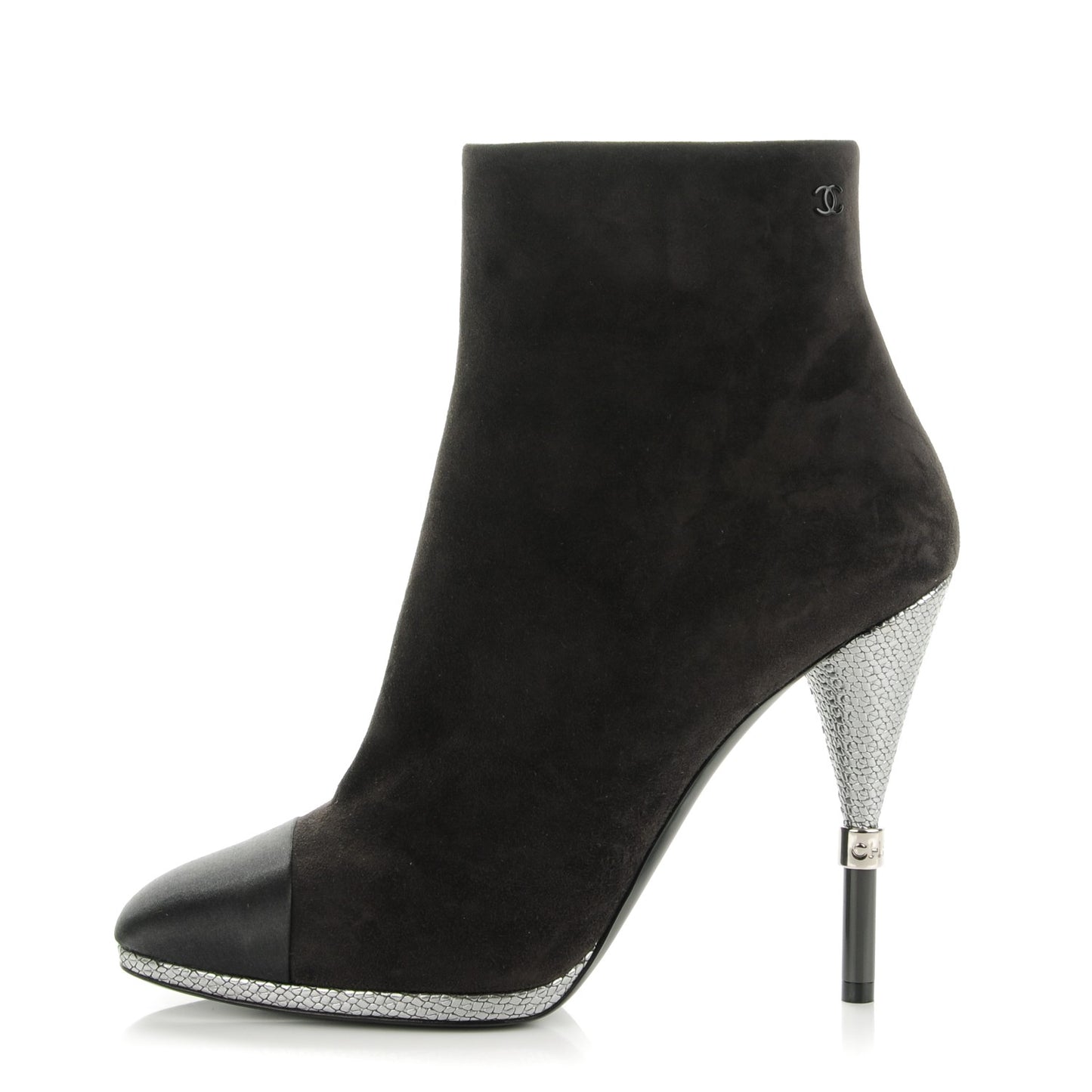 Suede Calfskin Satin Short Boots 40 Dark Grey