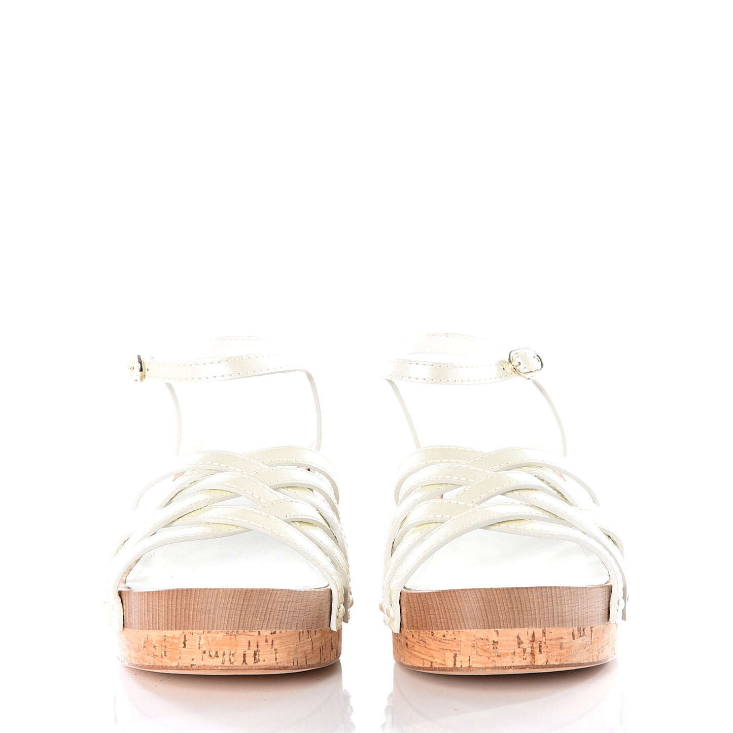 Patent Cork Mykonos Wedge Sandals 40 Beige
