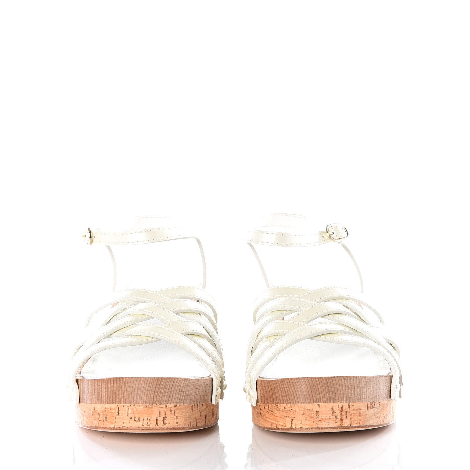 Chanel Patent Cork Mykonos Wedge Sandals 40 Beige 3 of 10