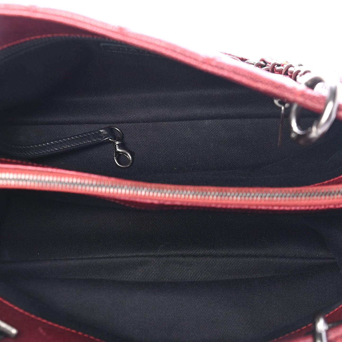 Iridescent Caviar Quilted Chic Shopping Tote Dark Red