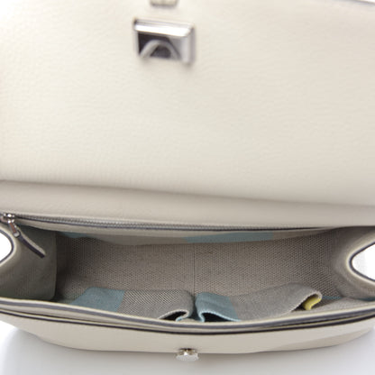Gucci Pebbled Calfskin Medium Bamboo Daily Flap Shoulder Bag Mystic White 5 of 8