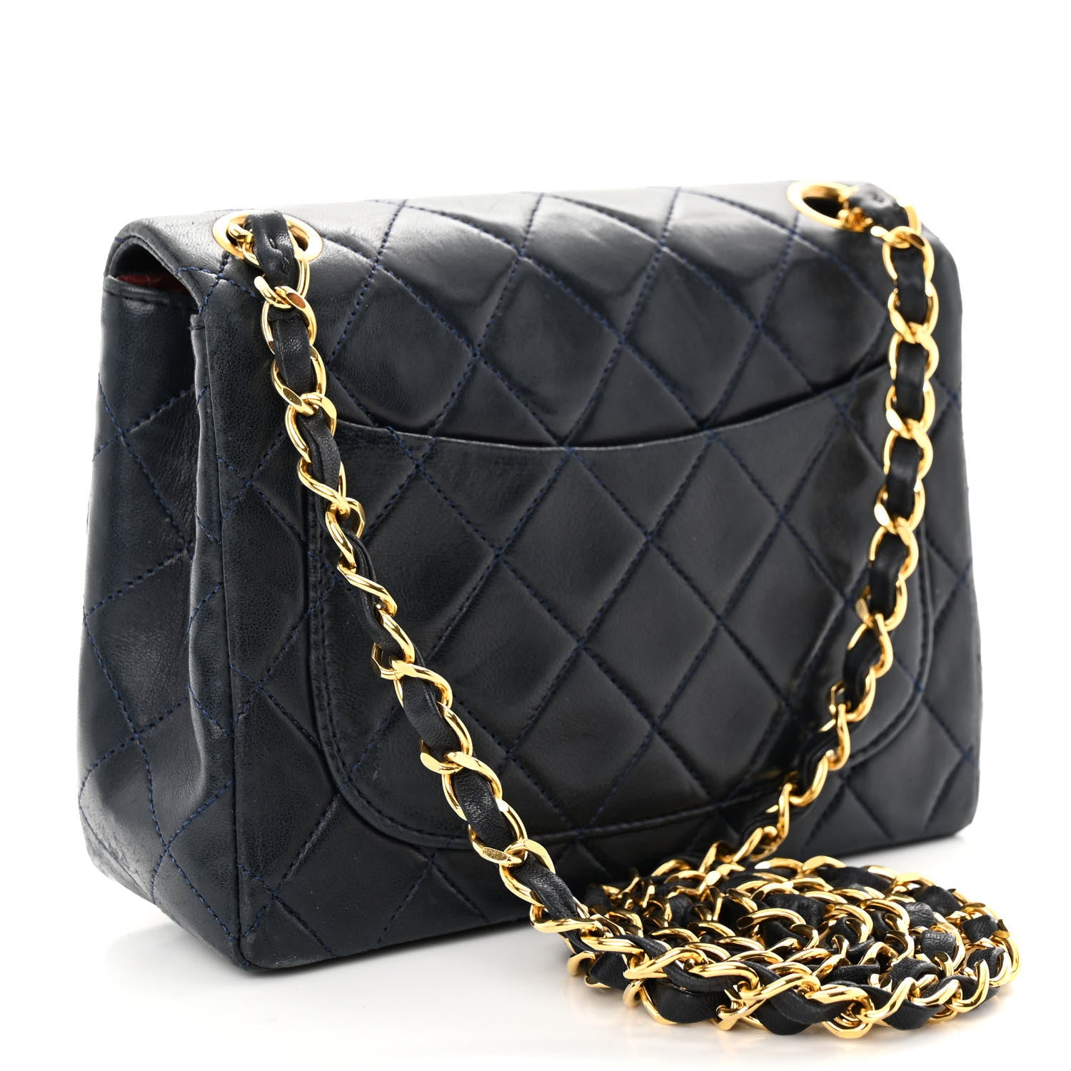 Chanel Lambskin Quilted Mini Square Flap Navy Blue 3 of 10