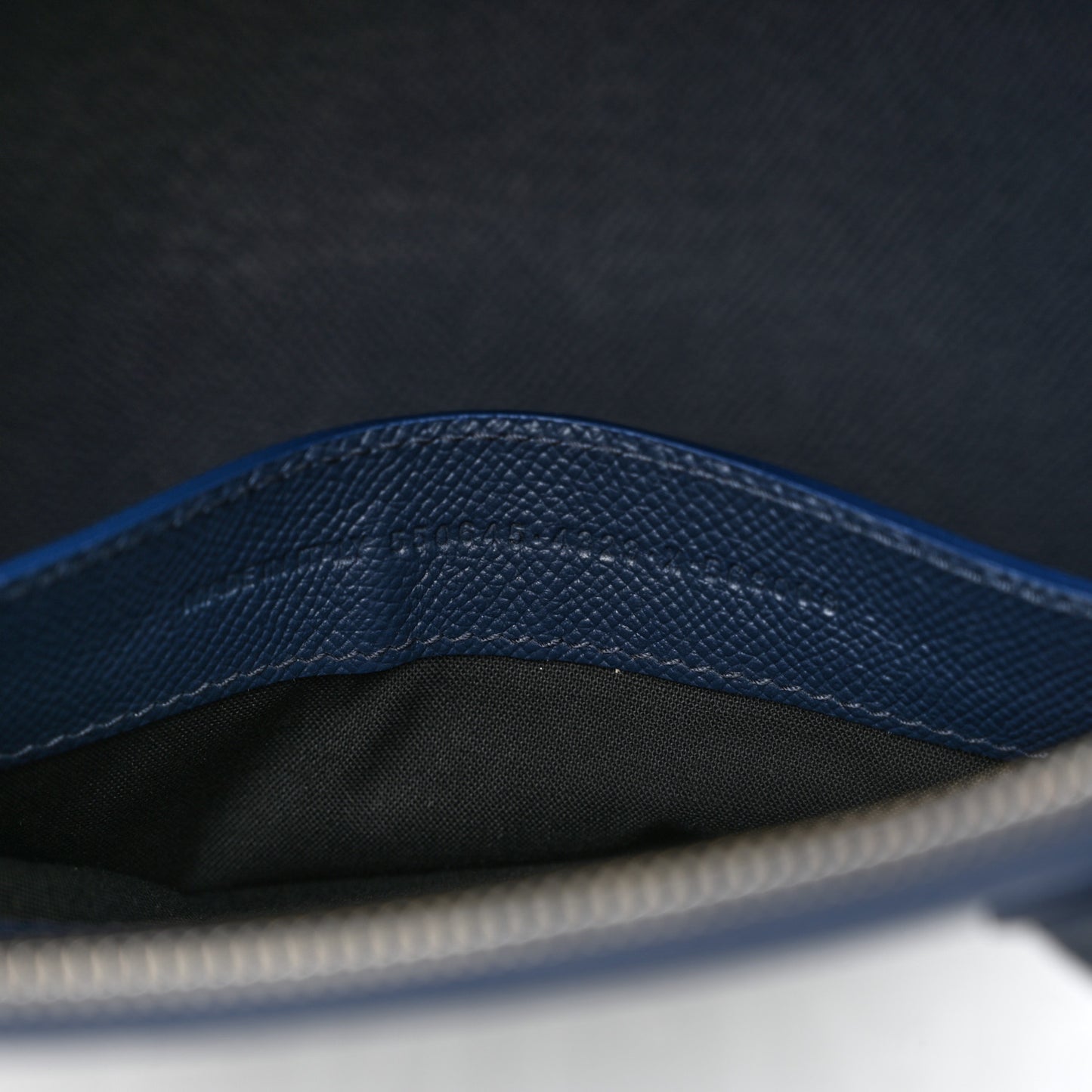 Signature Grained Calfskin Logo S Ville Top Handle Bag Bleu Canopee White