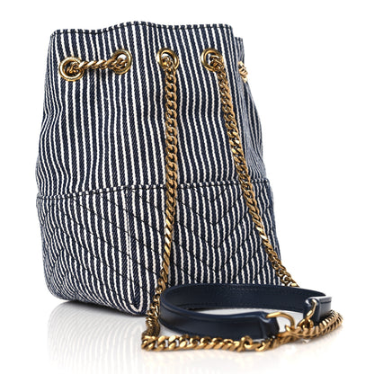 Saint Laurent Canvas Striped Nano Joe Bucket Bag Deep Marine Cream 3 of 10