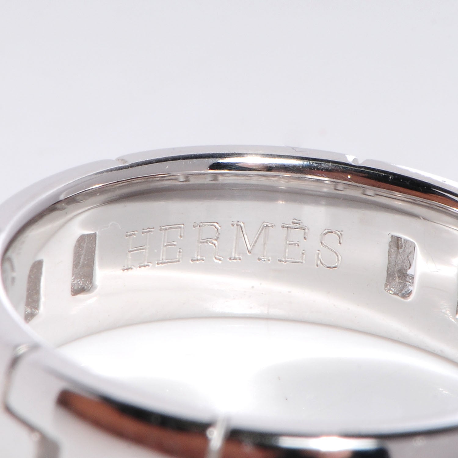 Hermes 18K White Gold Hercules H Ring 51 5.5 4 of 6