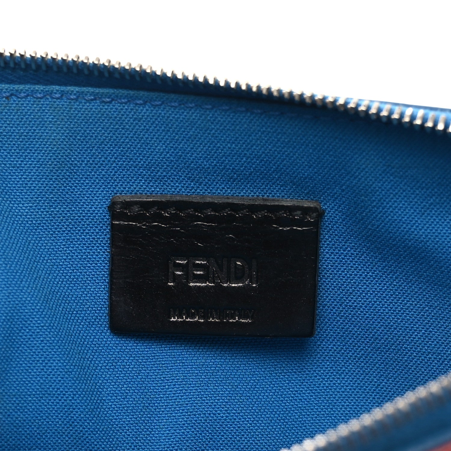 Fendi Vitello Elite Crystal Eye Monster Zip Pouch Royal Blue Papavero Multicolor 5 of 8