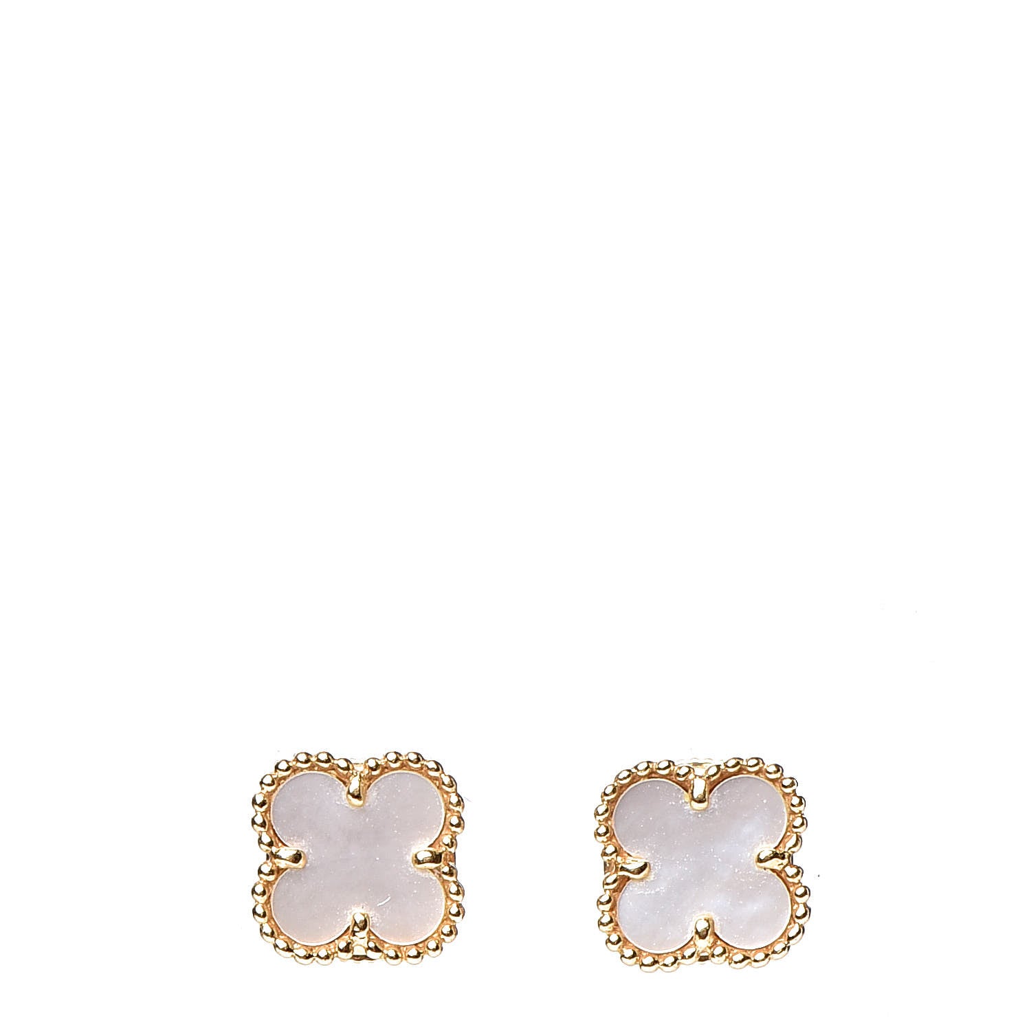 Van Cleef & Arpels 18K Yellow Gold Mother of Pearl Sweet Alhambra Earrings 1 of 5