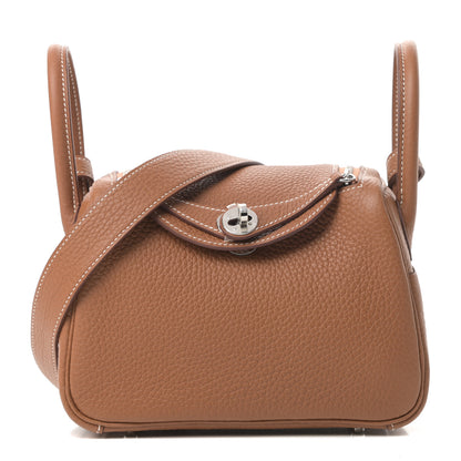 Hermes Taurillon Clemence Mini Lindy 20 Gold 1 of 11