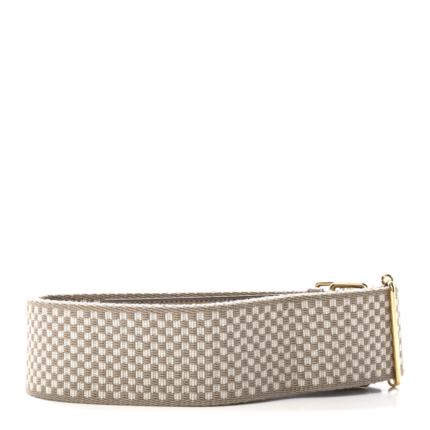 Ribbon Vitello King Logo Embossed Gingham Woven Adjustable Strap You Beige