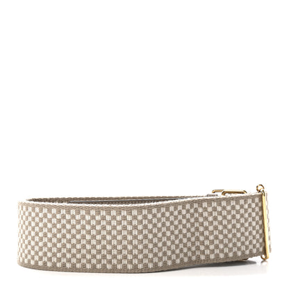 Fendi Ribbon Vitello King Logo Embossed Gingham Woven Adjustable Strap You Beige 2 of 6