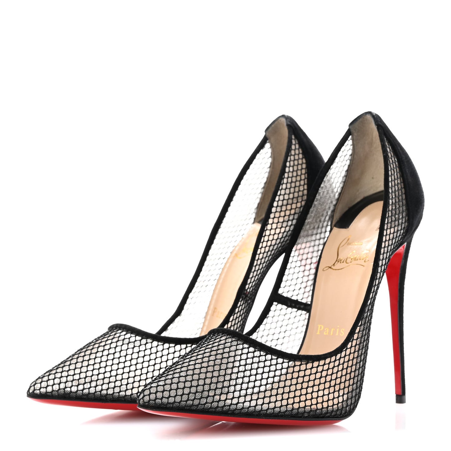 Fishnet Kid Suede Resille Follies 120 Pumps 39.5 Natural Black