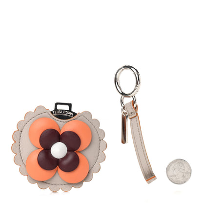 Fendi Calfskin Flowerland Mirror Key Chain Beige 2 of 5