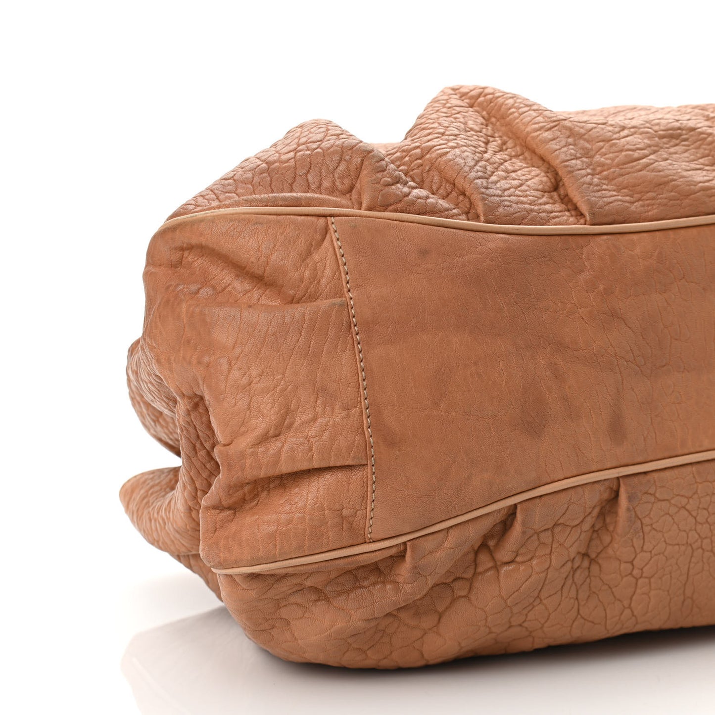 Crinkled Lambskin Mia Tote Camel
