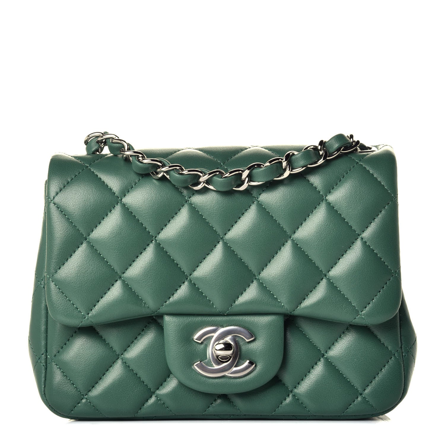 Chanel Lambskin Quilted Mini Square Flap Green 1 of 10