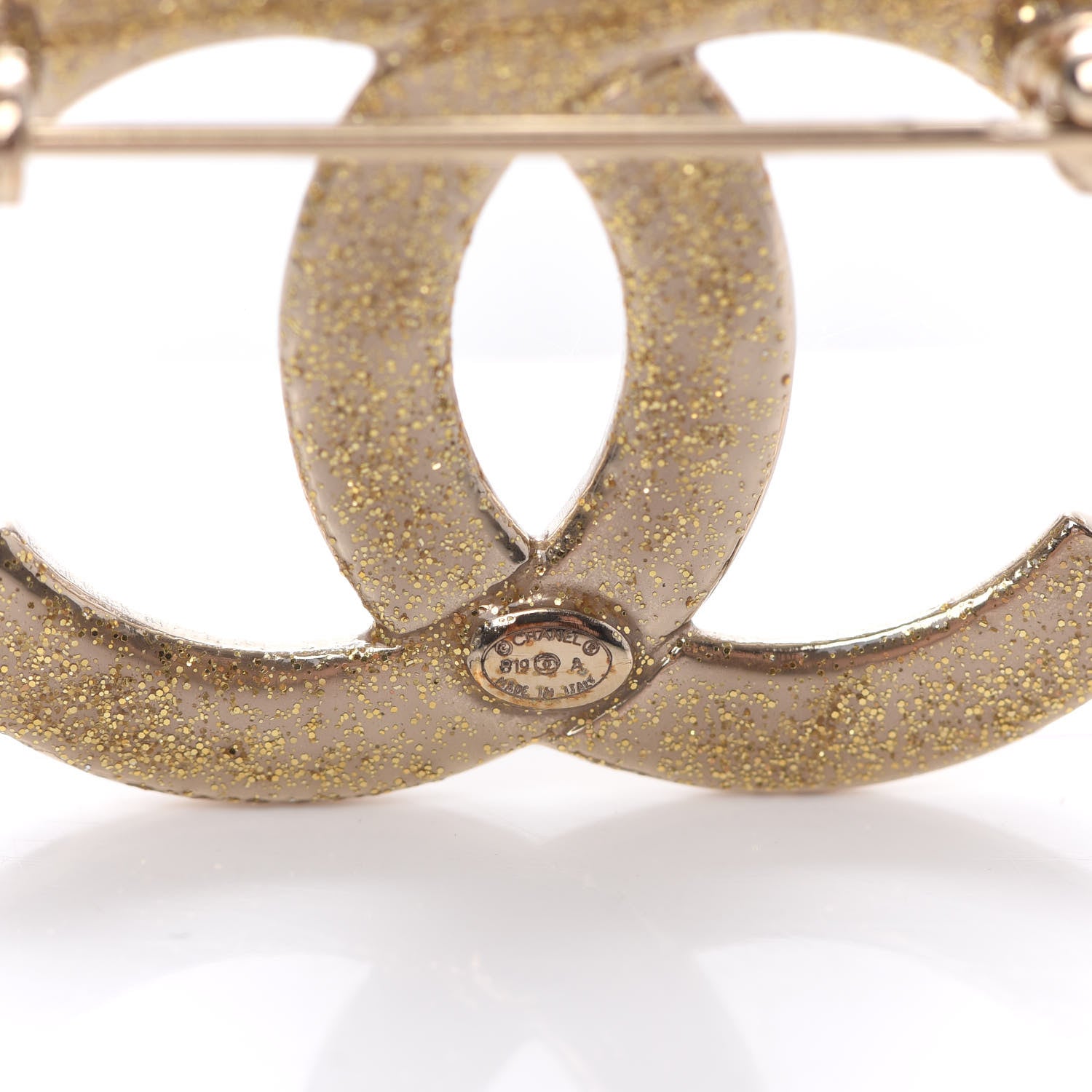 Chanel Crystal CC Brooch Light Gold 4 of 5