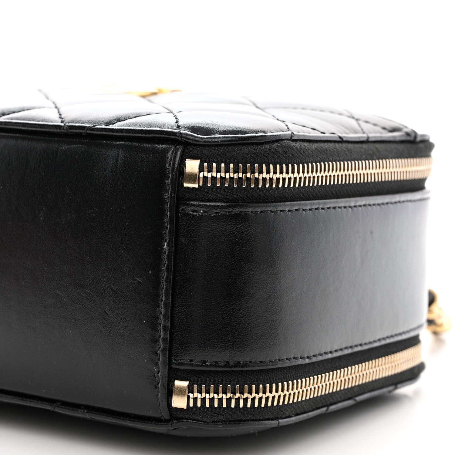 Chanel Shiny Calfskin Quilted Top Handle Vanity Black 11 of 13