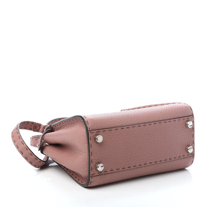 Fendi Cuoio Romano Selleria Bi-Color Mini Peekaboo Iconic Satchel English Rose Camelia 4 of 10