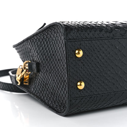 Saint Laurent Python Calfskin Embossed Monogram Baby Cabas Black 8 of 12