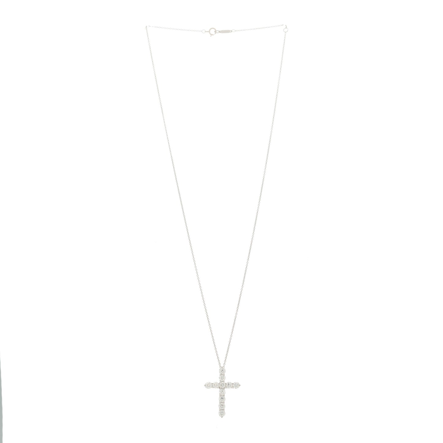 Platinum Diamond Large Cross Pendant Necklace