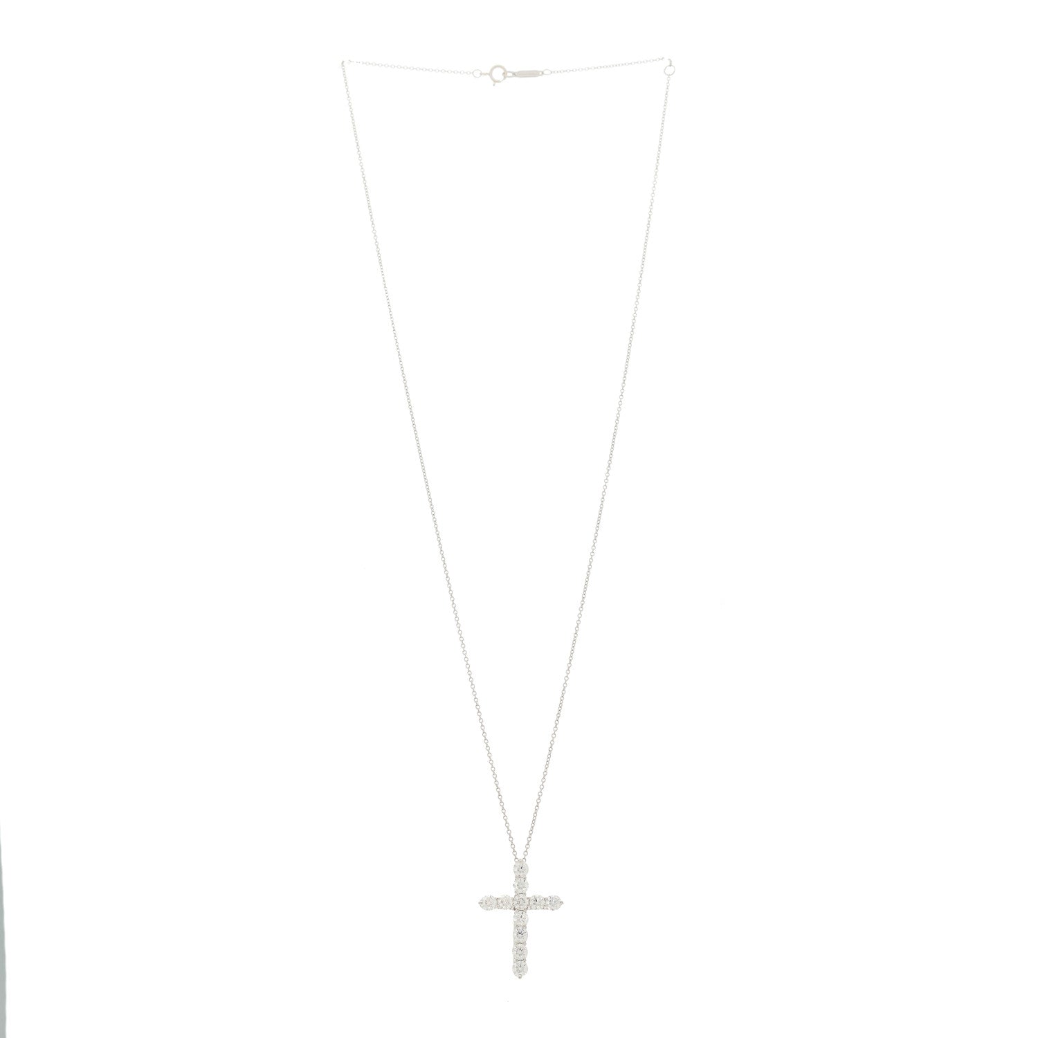 Tiffany Platinum Diamond Large Cross Pendant Necklace 3 of 7