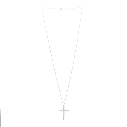 Tiffany Platinum Diamond Large Cross Pendant Necklace 3 of 7