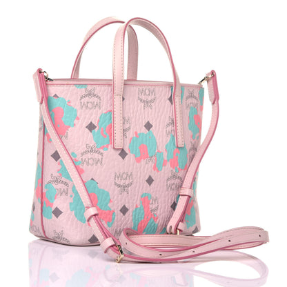 MCM Visetos Floral Leopard Mini Anya Top Zip Shopper Tote Pink 3 of 9
