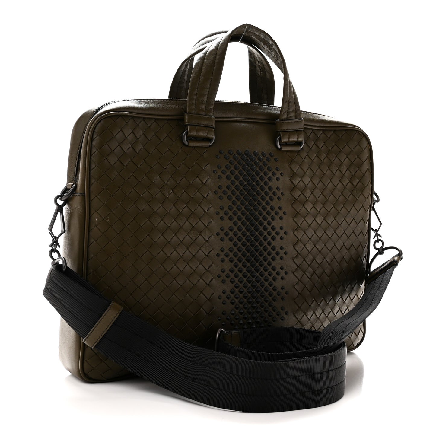 Nappa Intrecciato Medium Briefcase Khaki