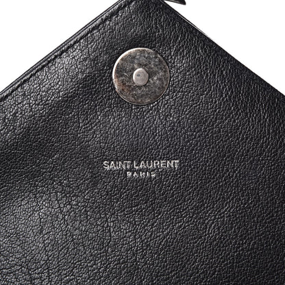 Saint Laurent Sheepskin Matelasse Chevron Monogram Large College Satchel Black 7 of 8