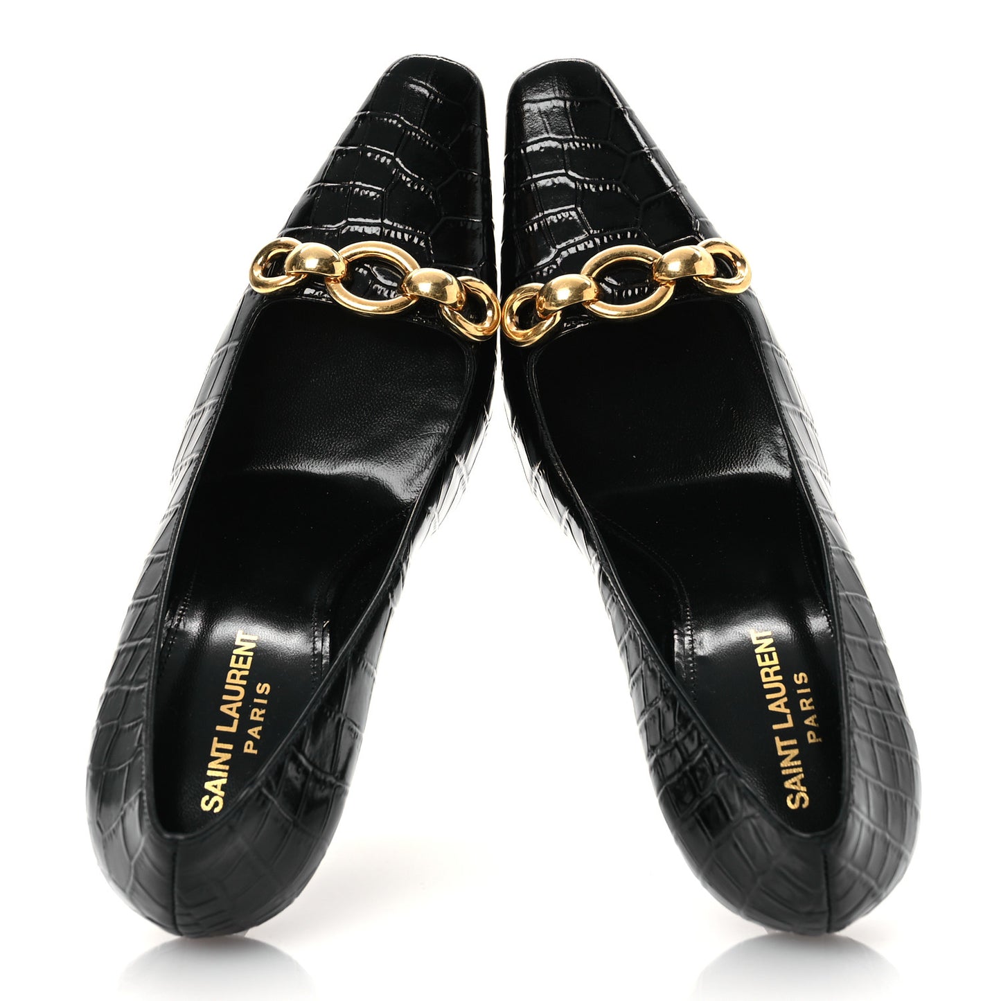 Calfskin Crocodile Embossed Silvana 110mm Pumps 39.5 Black
