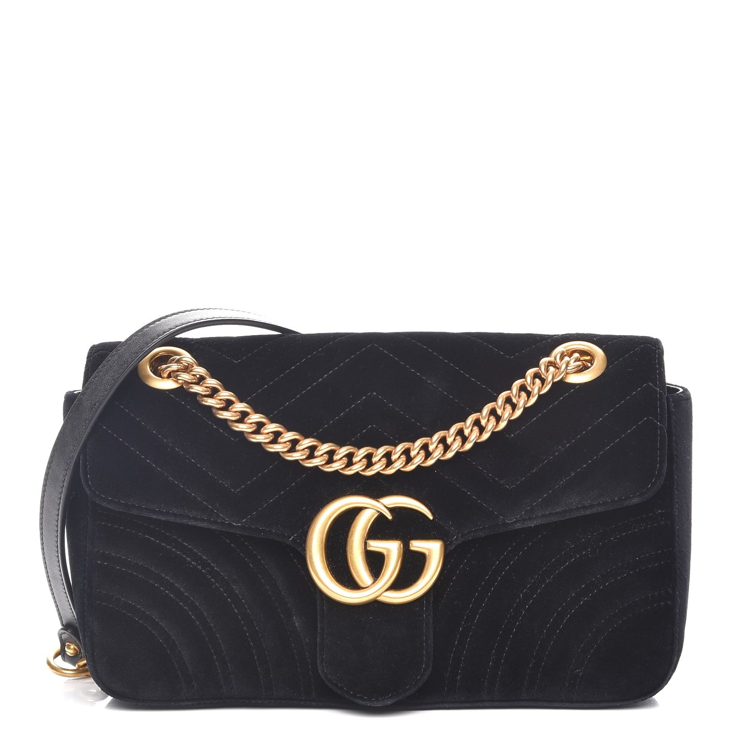 Velvet Matelasse Small GG Marmont Shoulder Bag Black