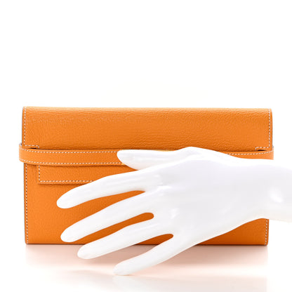 Hermes Chevre Mysore Kelly Longue Wallet Moutarde 2 of 9
