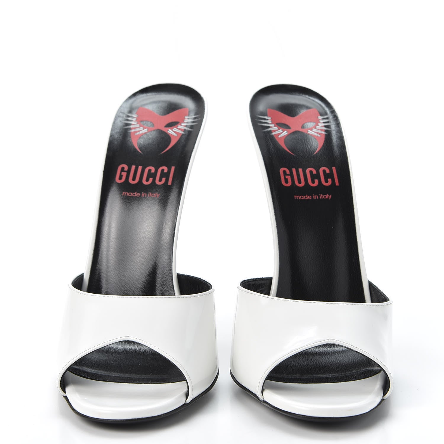 Gucci Polished Calfskin Scarlet High Heel Slide Sandals 40 Great White 2 of 11