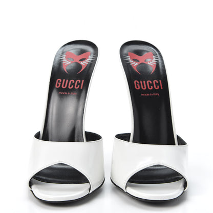 Gucci Polished Calfskin Scarlet High Heel Slide Sandals 40 Great White 2 of 11