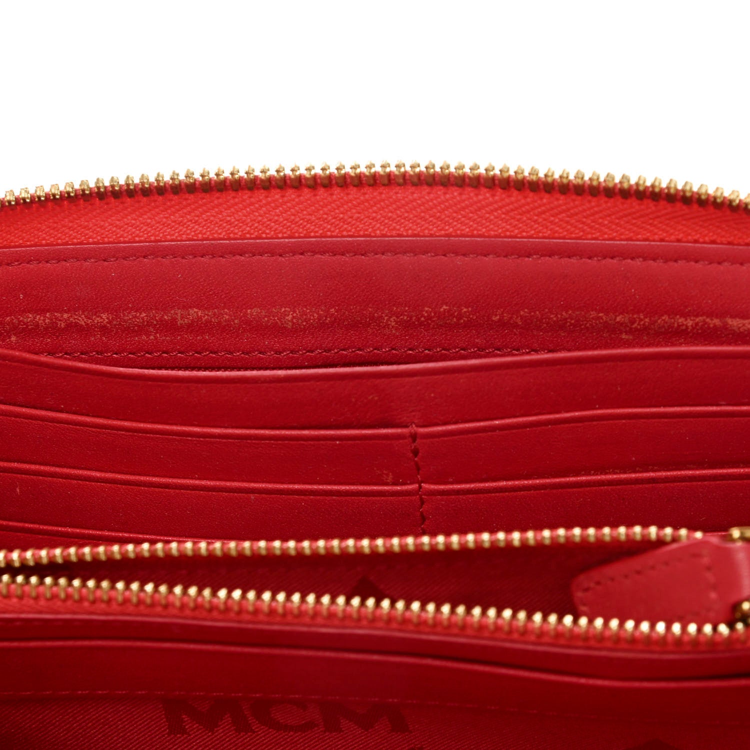 MCM Visetos Studded Zip Around Wristlet Wallet Red 7 of 12