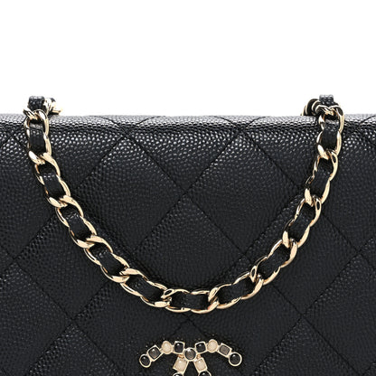 Chanel Shiny Caviar Enamel Quilted CC Wallet On Chain WOC Black 9 of 11