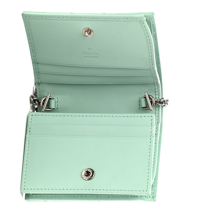 Gucci Calfskin Matelasse GG Marmont Mini Wallet On Chain Water Green 5 of 9