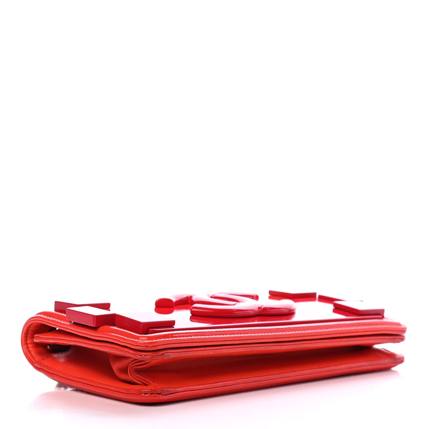Chanel Plexiglass Patent Boy Brick Flap Orange Red 3 of 8
