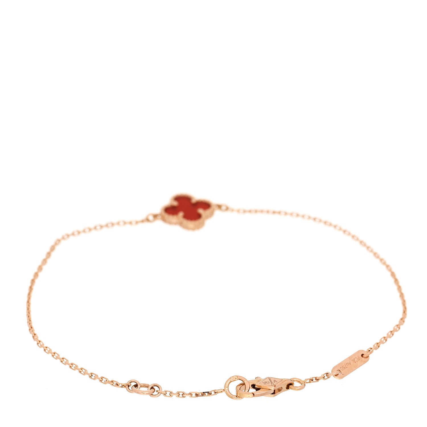Van Cleef & Arpels 18K Rose Gold Carnelian Sweet Alhambra Bracelet 2 of 5