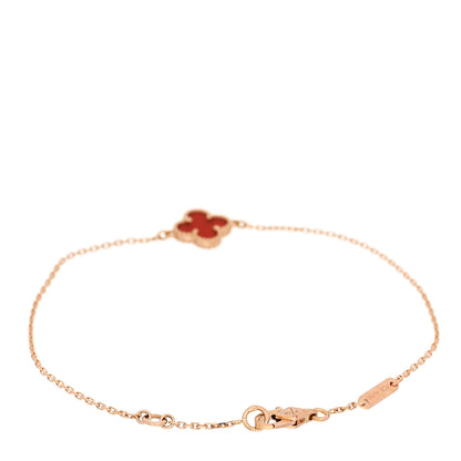 Van Cleef & Arpels 18K Rose Gold Carnelian Sweet Alhambra Bracelet 2 of 5