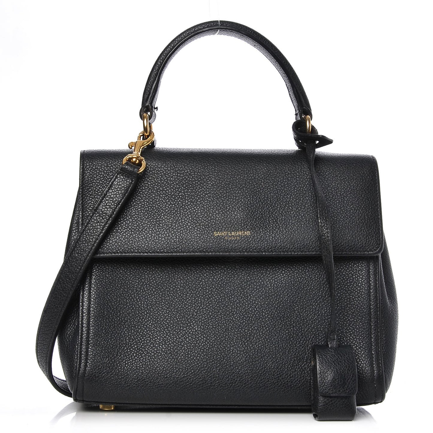 Grained Calfskin Small Moujik Top Handle Bag Black